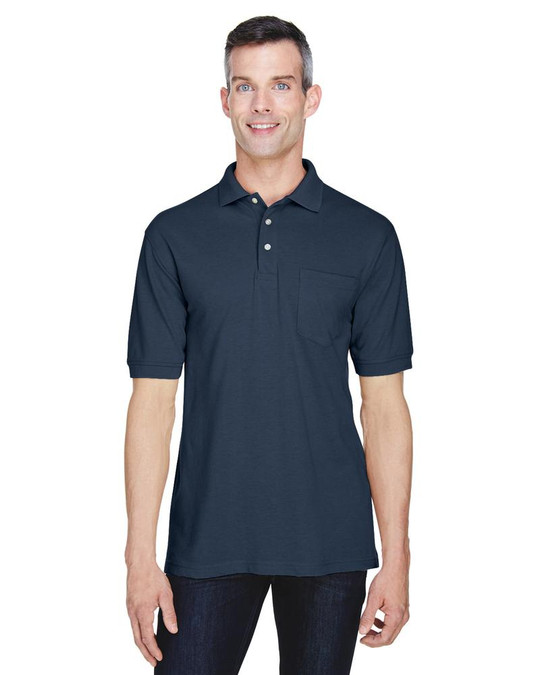Harriton M265P - Polo Easy Blend avec poche de 5,6 oz.