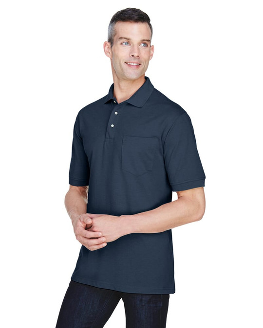 Harriton M265P - Polo Easy Blend avec poche de 5,6 oz.