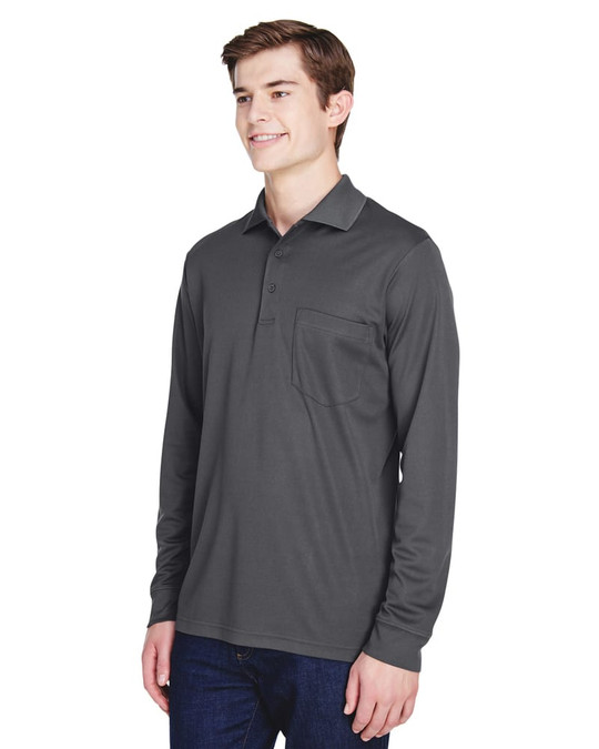 Core 365 88192P - Polo à manches longues en piqué Performance Pinnacle pour adulte avec poche