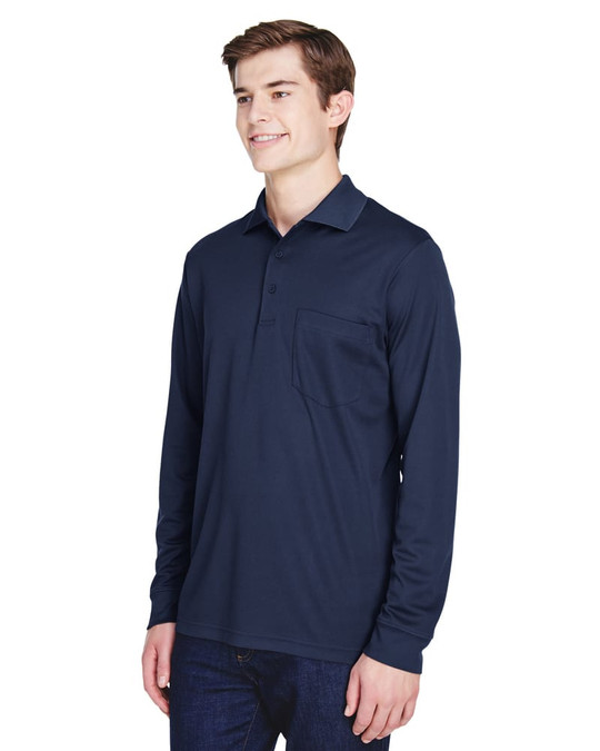 Core 365 88192P - Polo à manches longues en piqué Performance Pinnacle pour adulte avec poche