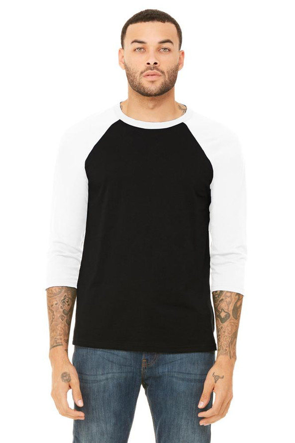 Bella+Canvas 3200 - t-shirt de baseball unisexe avec manches ¾
