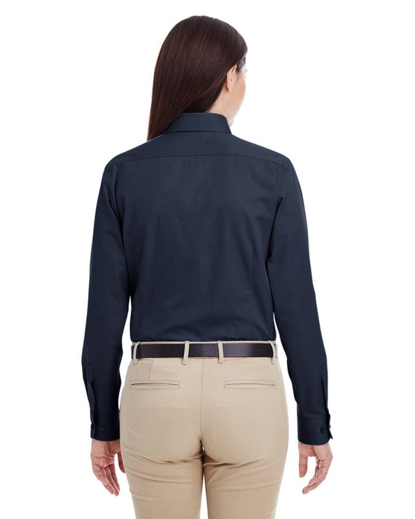 Harriton M581W - Ladies Foundation 100% Cotton Long Sleeve Twill Shirt with Teflon