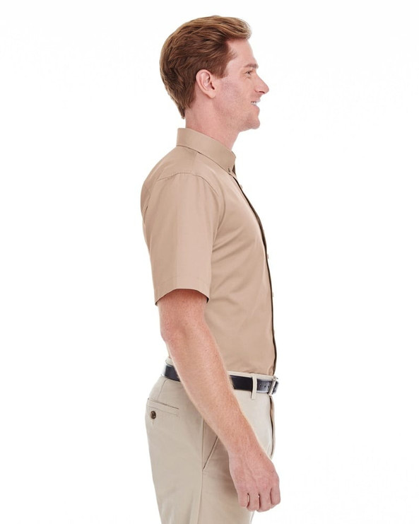 Harriton M582 - Men's Foundation 100% Cotton Short Sleeve Twill Shirt Teflon