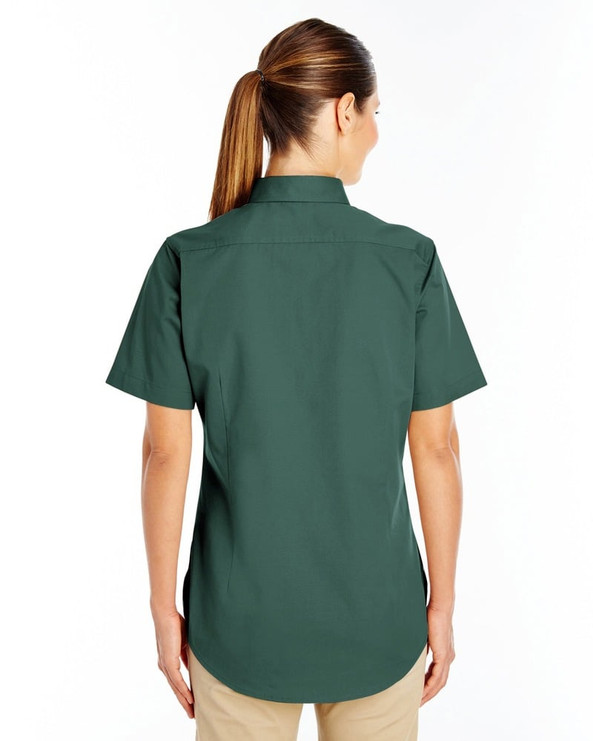 Harriton M582W - Ladies Foundation 100% Cotton Short Sleeve Twill Shirt Teflon