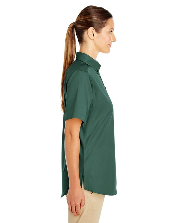 Harriton M582W - Ladies Foundation 100% Cotton Short Sleeve Twill Shirt Teflon