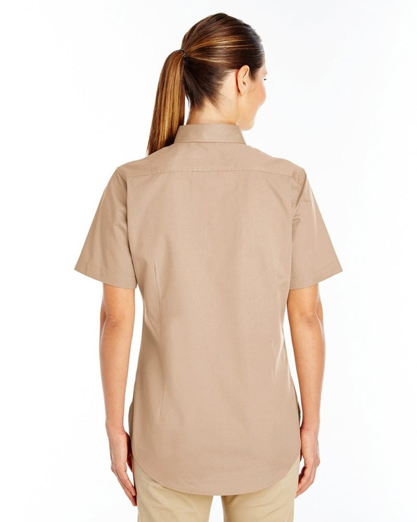 Harriton M582W - Ladies Foundation 100% Cotton Short Sleeve Twill Shirt Teflon