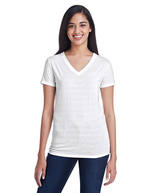 Threadfast 252RV - Camiseta de Cuello en V con Rayas Invisibles para Damas