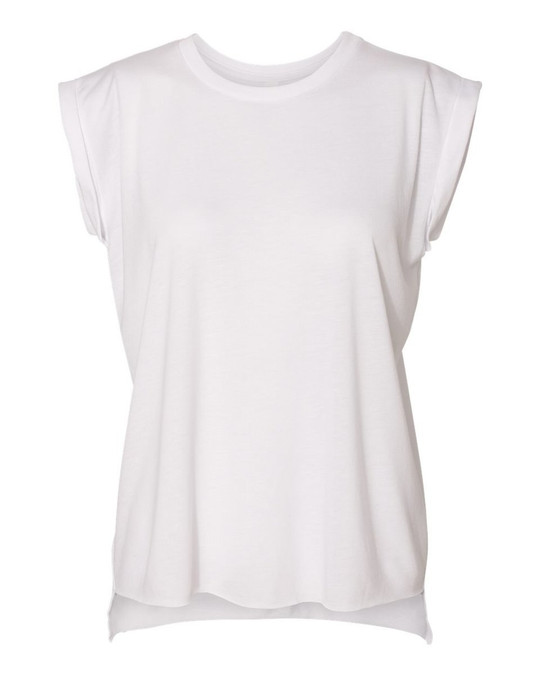Bella+Canvas 8804 - Camiseta sin mangas fluida para damas con puño enrollado
