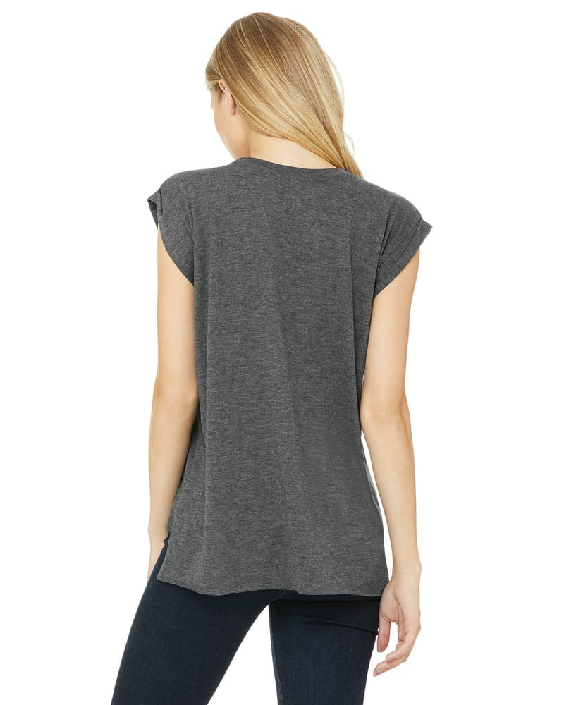 Bella+Canvas 8804 - Ladies Flowy Muscle T-Shirt with Rolled Cuff