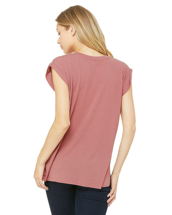 Bella+Canvas 8804 - Ladies Flowy Muscle T-Shirt with Rolled Cuff