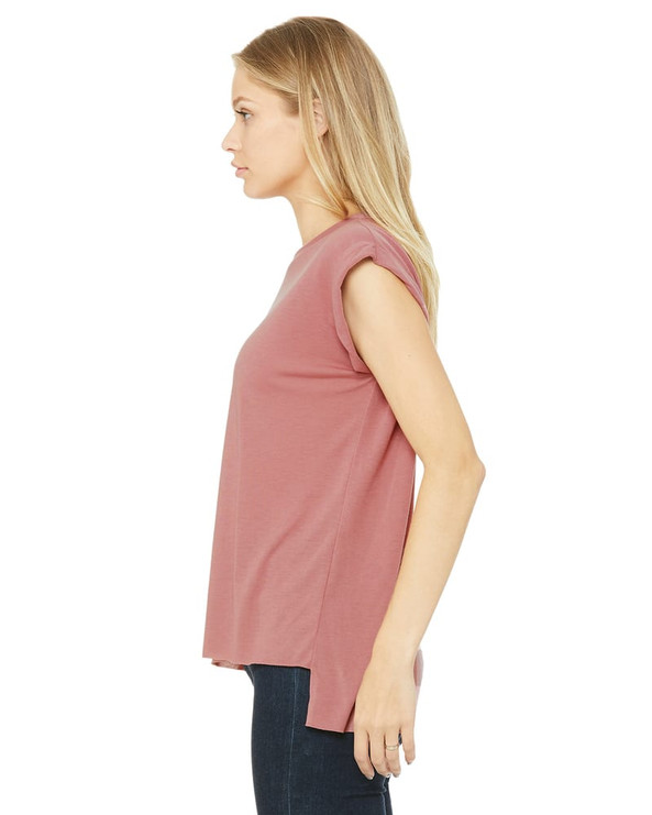 Bella+Canvas 8804 - Ladies Flowy Muscle T-Shirt with Rolled Cuff