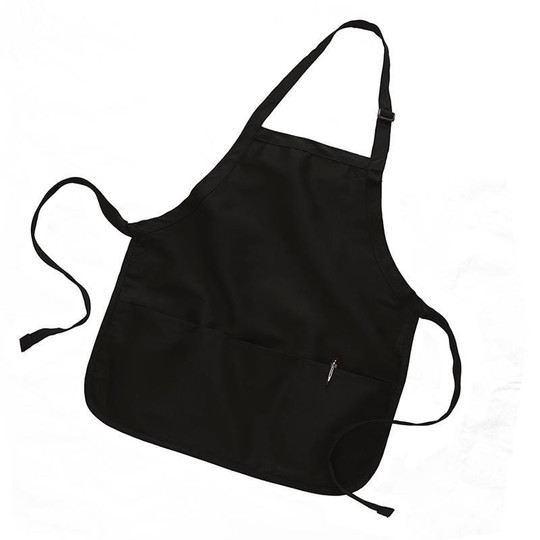 Q-Tees Q4250 - Medium Length Apron with 3 Compartment Pouch