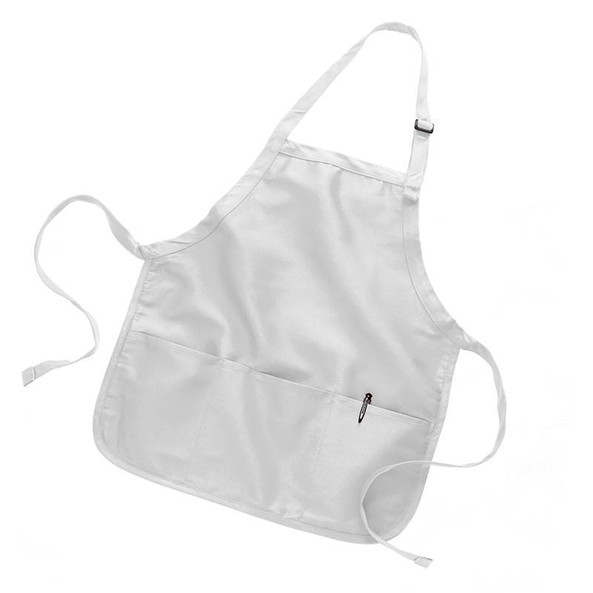 Q-Tees Q4250 - Medium Length Apron with 3 Compartment Pouch