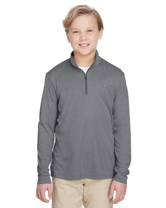 Team 365 TT31HY - Quart de zip de performance Sonic Heather pour jeunes