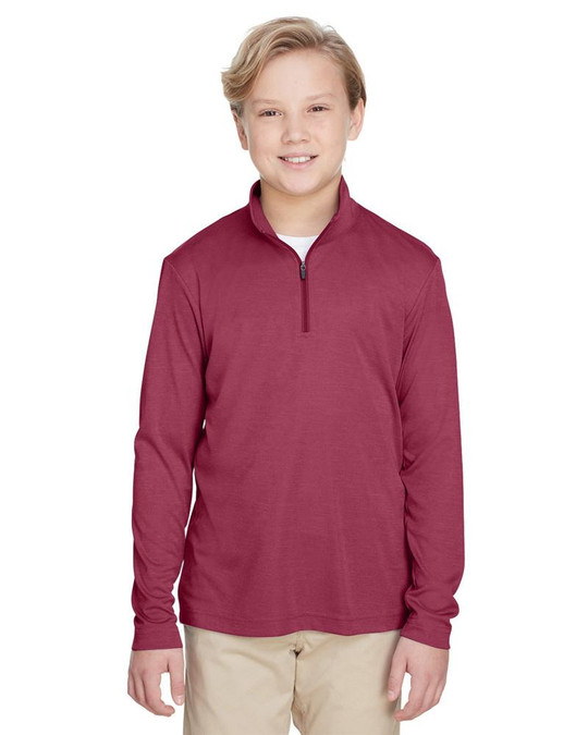 Team 365 TT31HY - Quart de zip de performance Sonic Heather pour jeunes