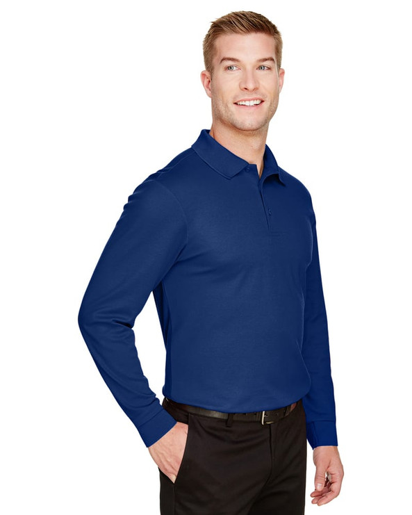 Devon & Jones DG20L - Men's CrownLux Performance Plaited Long-Sleeve Polo