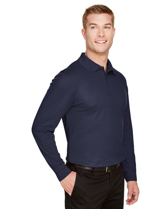 Devon & Jones DG20L - Polo à manches longues pour hommes CrownLux Performance Plaited