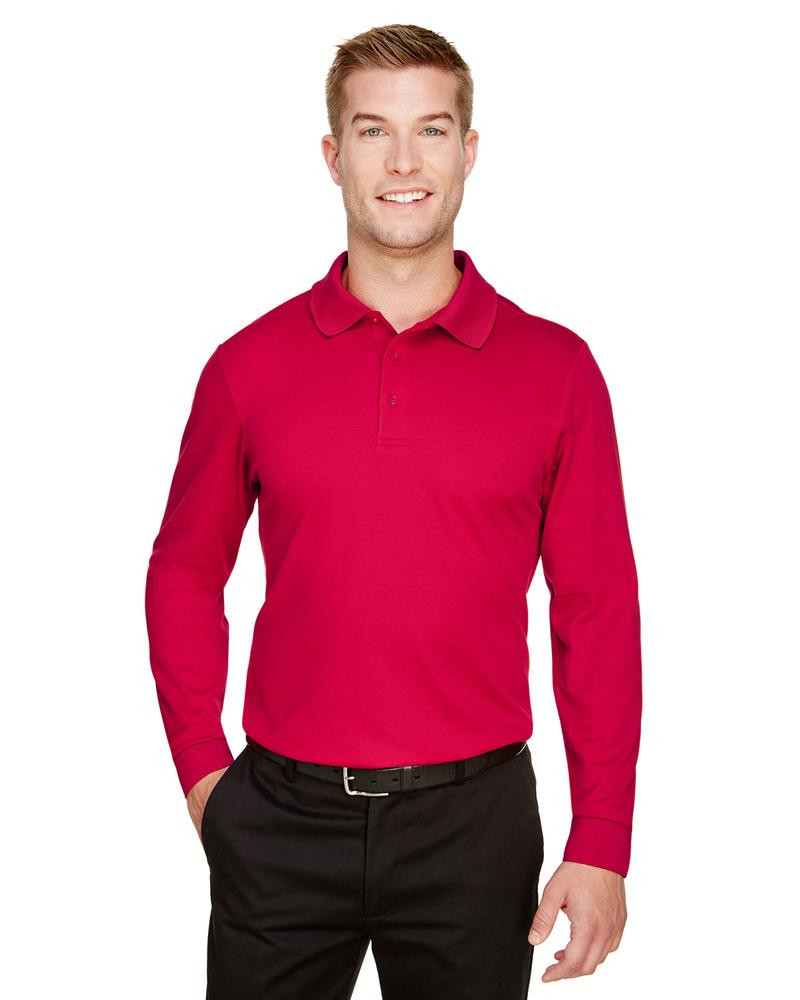 Devon & Jones DG20L - Men's CrownLux Performance Plaited Long-Sleeve Polo