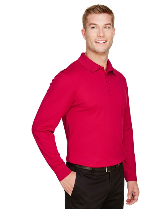 Devon & Jones DG20L - Polo à manches longues pour hommes CrownLux Performance Plaited