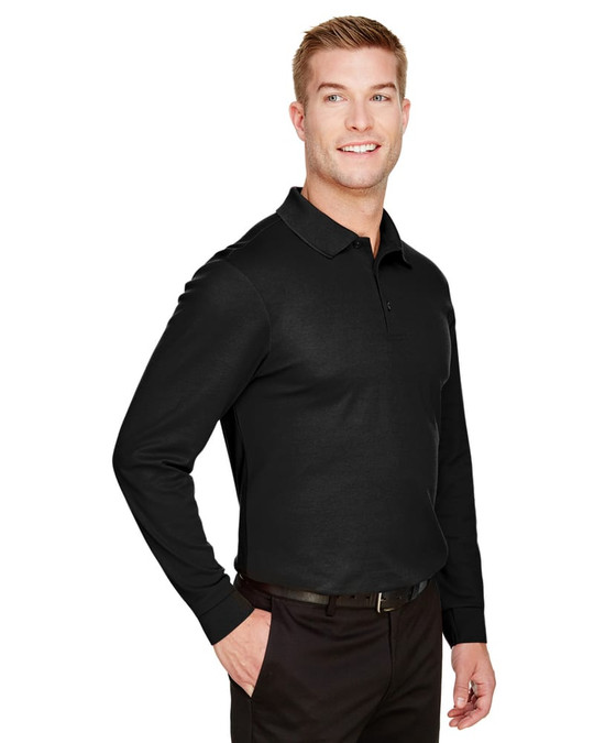 Devon & Jones DG20LT - Polo à manches longues pour homme Tall CrownLux Performance Plaited