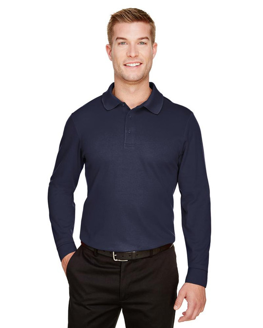 Devon & Jones DG20LT - Polo à manches longues pour homme Tall CrownLux Performance Plaited