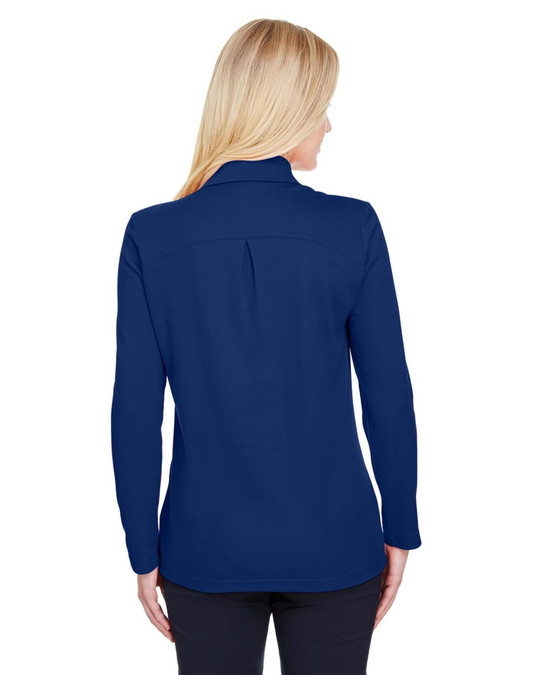 Devon & Jones DG20LW - Polo à manches longues pour dames CrownLux Performance Plaited