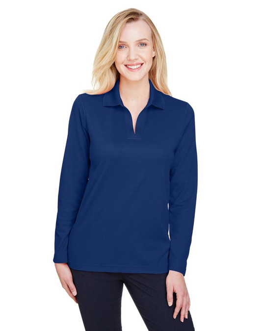Devon & Jones DG20LW - Polo à manches longues pour dames CrownLux Performance Plaited