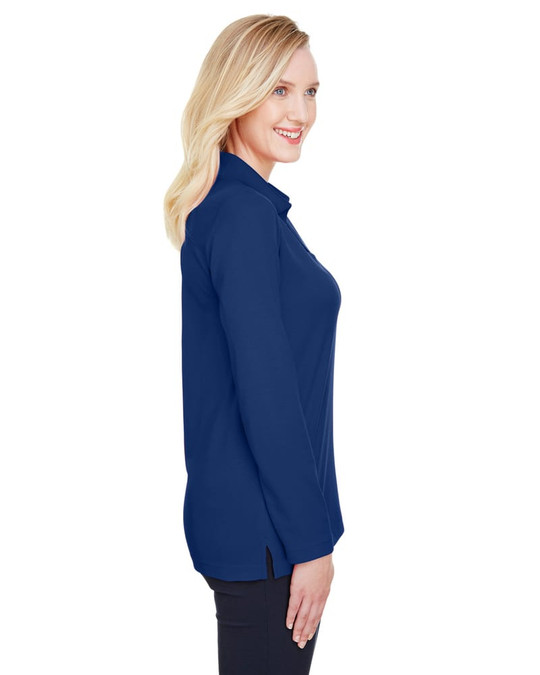 Devon & Jones DG20LW - Polo à manches longues pour dames CrownLux Performance Plaited
