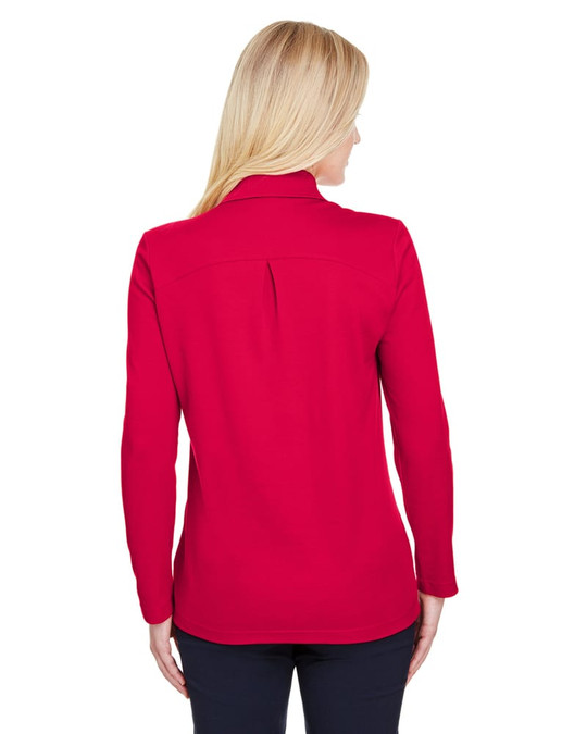 Devon & Jones DG20LW - Polo à manches longues pour dames CrownLux Performance Plaited