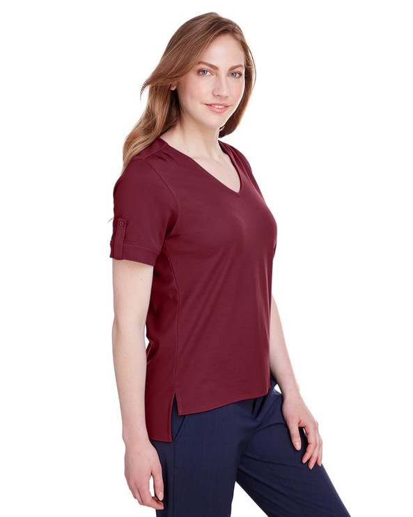 Devon & Jones DG20WB - Ladies CrownLux Performance Plaited Rolled-Sleeve Top