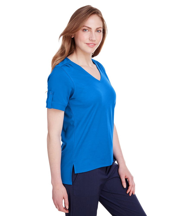 Devon & Jones DG20WB - Ladies CrownLux Performance Plaited Rolled-Sleeve Top