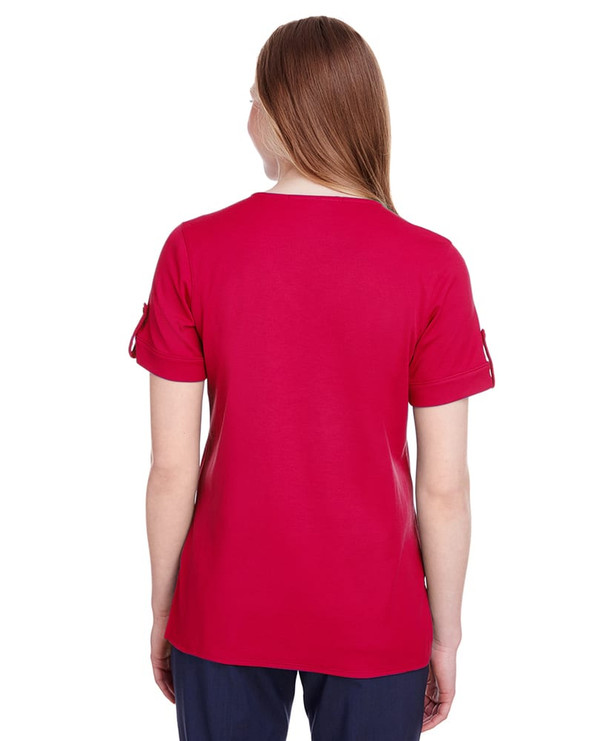 Devon & Jones DG20WB - Ladies CrownLux Performance Plaited Rolled-Sleeve Top
