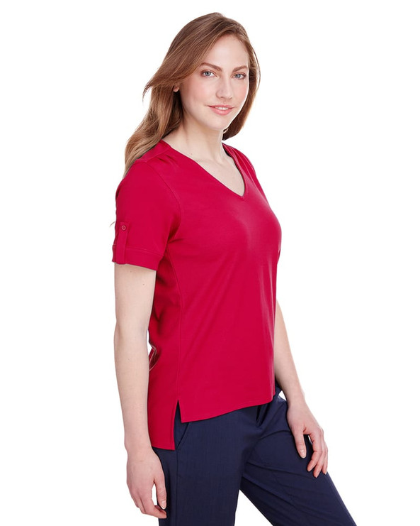 Devon & Jones DG20WB - Ladies CrownLux Performance Plaited Rolled-Sleeve Top