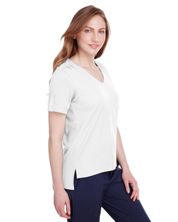 Devon & Jones DG20WB - Ladies CrownLux Performance Plaited Rolled-Sleeve Top