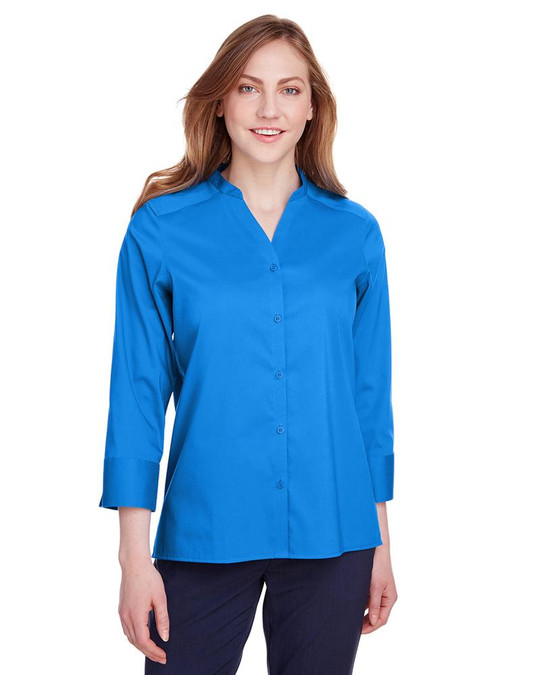 Devon & Jones DG560W - Blusa de manga 3/4 de tela ancha elástica de la colección Ladies Crown
