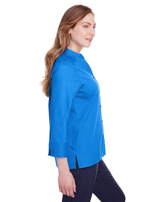 Devon & Jones DG560W - Blusa de manga 3/4 de tela ancha elástica de la colección Ladies Crown