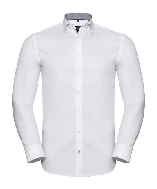 Russell Collection RU964M - MEN'S LONG SLEEVE TAILORED CONTRAST HERRINGBONE SHIRT