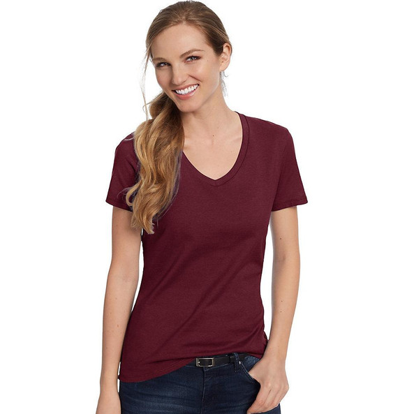Hanes S04V - Ladies' V-Neck Nano-T