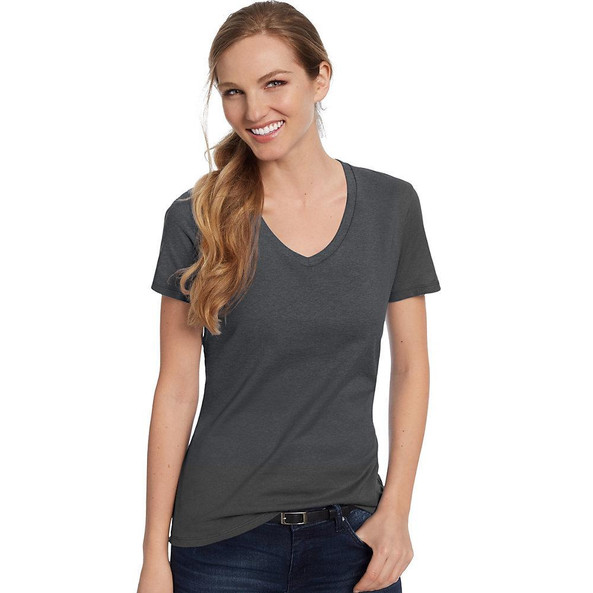 Hanes S04V - Ladies' V-Neck Nano-T