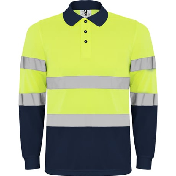 Roly HV9306 - POLARIS L/S Funktions Polo-Shirt Hi-Viz