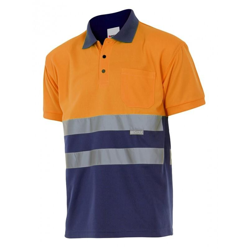 VELILLA VL173 - TWO-TONE SHORT-SLEEVED HIGH-VISIBILITY POLO SHIRT