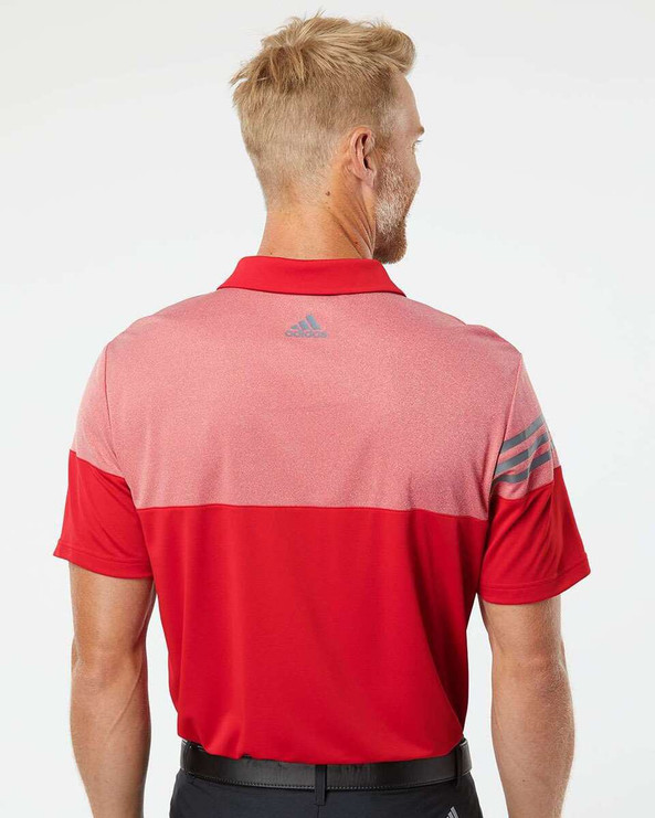 Adidas A213 - Heathered 3-Stripes Colorblock Polo
