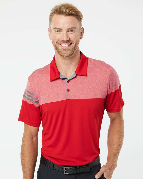 Adidas A213 - Heathered 3-Stripes Colorblock Polo