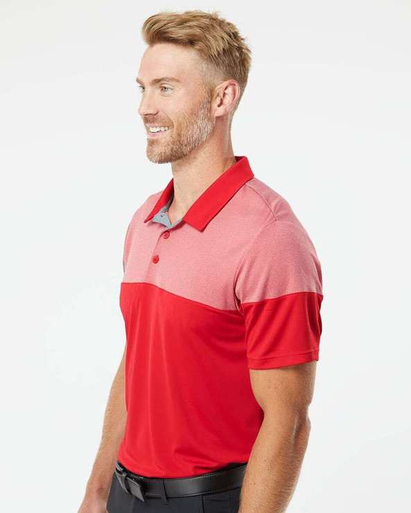 Adidas A213 - Heathered 3-Stripes Colorblock Polo