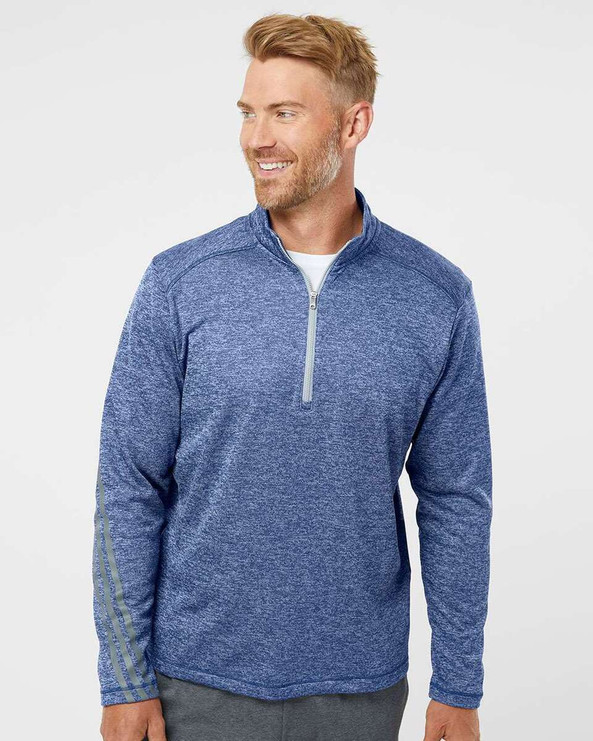 Adidas A284 - Brushed Terry Heathered Quarter-Zip Pullover