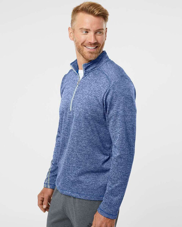 Adidas A284 - Brushed Terry Heathered Quarter-Zip Pullover
