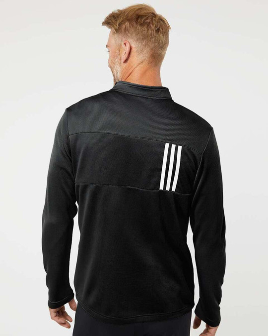 Adidas A482 - Pull à fermeture éclair 1/4 en tricot double 3-Stripes
