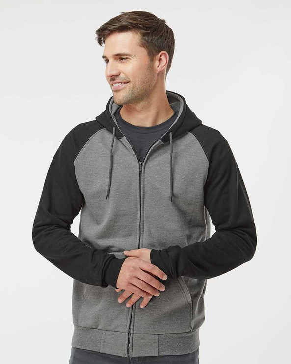 King Fashion KF4048 - Fleece Raglan Hooded Full-Zip Sweatshirt