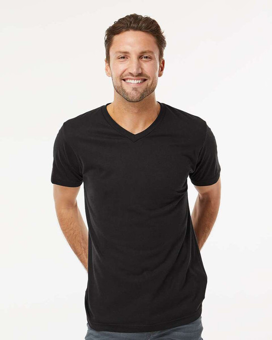 M&O 3543 - T-shirt col en V mélange Deluxe