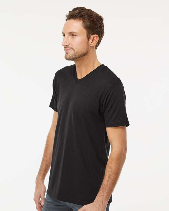 M&O 3543 - T-shirt col en V mélange Deluxe